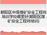 朝阳区中级煤矿安全工程师培训学校哪里好(朝阳区煤矿安全工程师培训)