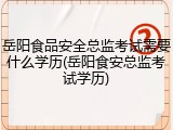 岳阳食品安全总监考试需要什么学历(岳阳食安总监考试学历)