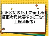 朝阳区初级化工安全工程师证报考具体要求(化工安全工程师报考)