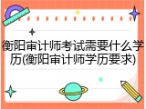 衡阳审计师考试需要什么学历(衡阳审计师学历要求)