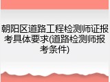 朝阳区道路工程检测师证报考具体要求(道路检测师报考条件)