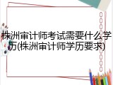株洲审计师考试需要什么学历(株洲审计师学历要求)