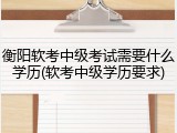 衡阳软考中级考试需要什么学历(软考中级学历要求)