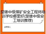 楚雄中级煤矿安全工程师培训学校哪里好(楚雄中级安工培训推荐)