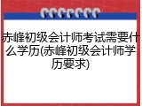 赤峰初级会计师考试需要什么学历(赤峰初级会计师学历要求)