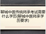 聊城中医传统师承考试需要什么学历(聊城中医师承学历要求)