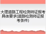 大理道路工程检测师证报考具体要求(道路检测师证报考条件)