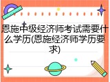 恩施中级经济师考试需要什么学历(恩施经济师学历要求)