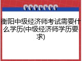 衡阳中级经济师考试需要什么学历(中级经济师学历要求)