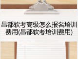 昌都软考高级怎么报名培训费用(昌都软考培训费用)