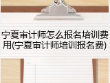 宁夏审计师怎么报名培训费用(宁夏审计师培训报名费)