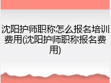 沈阳护师职称怎么报名培训费用(沈阳护师职称报名费用)