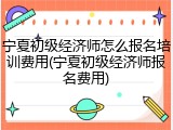 宁夏初级经济师怎么报名培训费用(宁夏初级经济师报名费用)