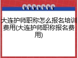 大连护师职称怎么报名培训费用(大连护师职称报名费用)