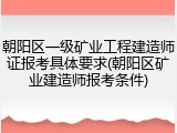 朝阳区一级矿业工程建造师证报考具体要求(朝阳区矿业建造师报考条件)