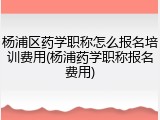 杨浦区药学职称怎么报名培训费用(杨浦药学职称报名费用)