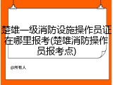 楚雄一级消防设施操作员证在哪里报考(楚雄消防操作员报考点)