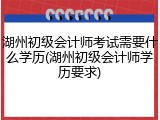 湖州初级会计师考试需要什么学历(湖州初级会计师学历要求)
