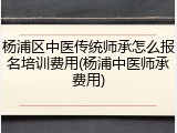 杨浦区中医传统师承怎么报名培训费用(杨浦中医师承费用)