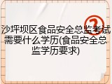 沙坪坝区食品安全总监考试需要什么学历(食品安全总监学历要求)