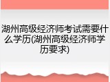 湖州高级经济师考试需要什么学历(湖州高级经济师学历要求)