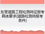 东营道路工程检测师证报考具体要求(道路检测师报考条件)