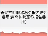 青岛护师职称怎么报名培训费用(青岛护师职称报名费用)