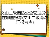 文山二级消防安全管理员证在哪里报考(文山二级消防证报考点)