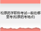 松原药学职称考试一般在哪里考(松原药考地点)