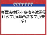 海西法律职业资格考试需要什么学历(海西法考学历要求)
