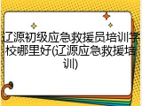辽源初级应急救援员培训学校哪里好(辽源应急救援培训)
