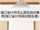 海口审计师怎么报名培训费用(海口审计师培训报名费)