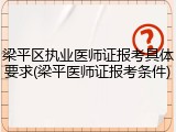梁平区执业医师证报考具体要求(梁平医师证报考条件)