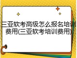 三亚软考高级怎么报名培训费用(三亚软考培训费用)