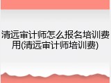 清远审计师怎么报名培训费用(清远审计师培训费)