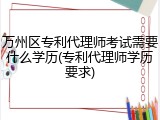 万州区专利代理师考试需要什么学历(专利代理师学历要求)
