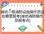 潍坊一级消防设施操作员证在哪里报考(潍坊消防操作员报考点)