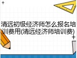 清远初级经济师怎么报名培训费用(清远经济师培训费)
