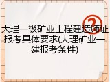 大理一级矿业工程建造师证报考具体要求(大理矿业一建报考条件)