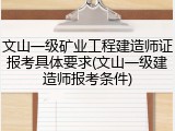 文山一级矿业工程建造师证报考具体要求(文山一级建造师报考条件)