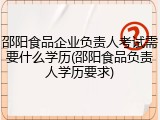 邵阳食品企业负责人考试需要什么学历(邵阳食品负责人学历要求)