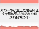潍坊一级矿业工程建造师证报考具体要求(潍坊矿业建造师报考条件)