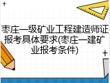 枣庄一级矿业工程建造师证报考具体要求(枣庄一建矿业报考条件)