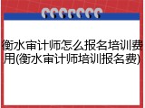 衡水审计师怎么报名培训费用(衡水审计师培训报名费)