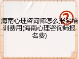 海南心理咨询师怎么报名培训费用(海南心理咨询师报名费)