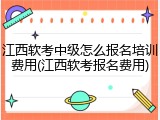 江西软考中级怎么报名培训费用(江西软考报名费用)