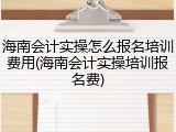 海南会计实操怎么报名培训费用(海南会计实操培训报名费)