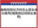 海南高级经济师怎么报名培训费用(海南高经师报名费用)