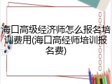 海口高级经济师怎么报名培训费用(海口高经师培训报名费)