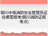 铜川中级消防安全管理员证在哪里报考(铜川消防证报考点)